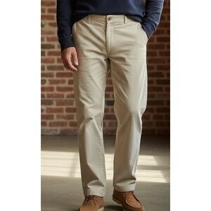 Brooks Brothers Clark Chino Pants Men's 38x34 Beige Straight Leg 100% Cotton